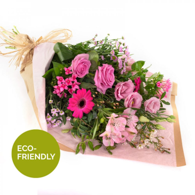 Raspberry Crush - A beautiful collection of flowers simply wrapped and ready to arrange.